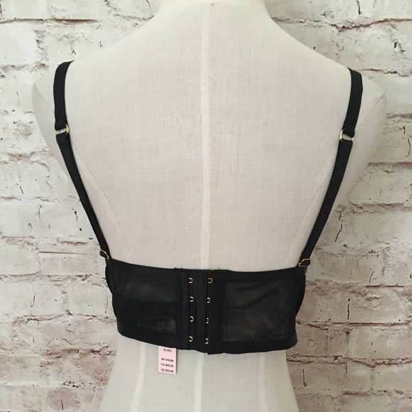 VICTORIA'S SECRET Black Sheer Unlined Zebra Lace Bralette Womens Size XL NEW - Picture 4 of 5